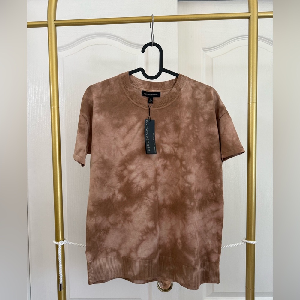 Banana Republic Brown Tie-Dye Short Sleeve Knit Tee